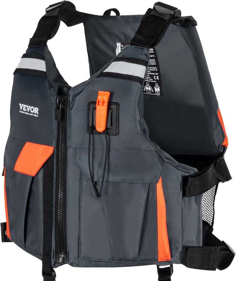 VEVOR Life Vest for Watersports (PFD), Life Jacket with Waterproof Nylon & 80N Buoyancy, Life Vest/Jacket for Any Water Activity-Fishing, Kayaking, Surfing and More, Men and Women - Image 1